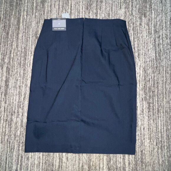 Brand New Van Heusen Women's Size 4 Stretch Navy Blue A‎ Line Skirt $72 - Picture 9 of 10